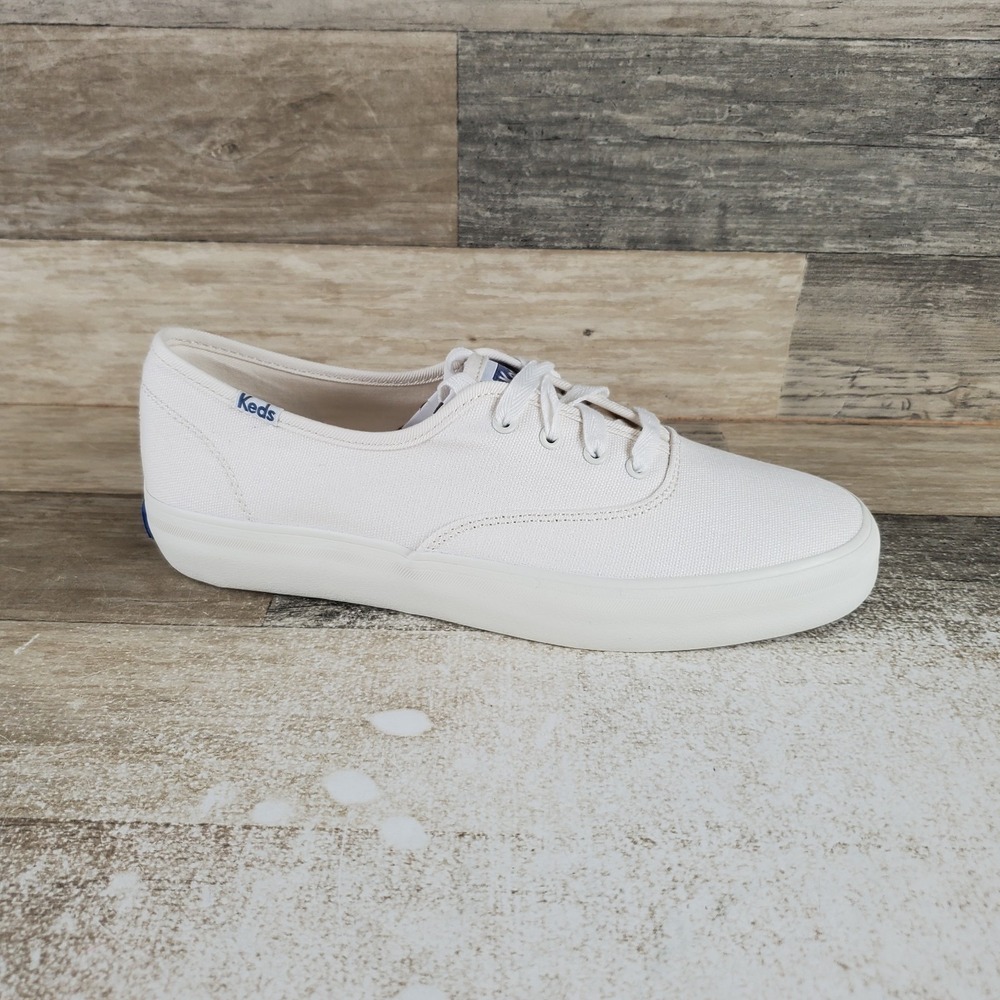 Keds Champion Girls Kids Shoes Sz 8 White Canvas Classic Comfort Lace-Up Sneaker